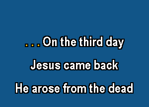 ...On the third day

Jesus came back

He arose from the dead