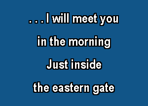 . . . I will meet you

in the morning

Just inside

the eastern gate