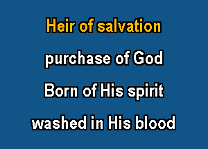 Heir of salvation

purchase of God

Born of His spirit

washed in His blood