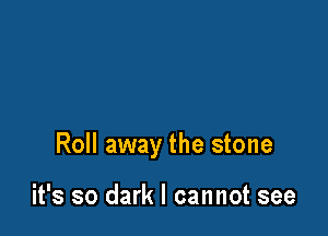 Roll away the stone

it's so dark I cannot see