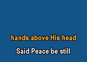 hands above His head

Said Peace be still