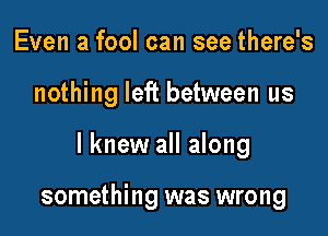 Even a fool can see there's

nothing left between us

I knew all along

something was wrong