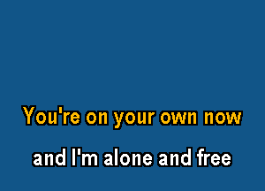 You're on your own now

and I'm alone and free