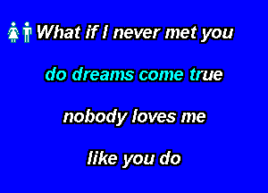 if? What if I never met you

do dreams come true
nobody loves me

like you do