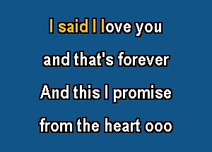 lsaid I love you

and that's forever

And this I promise

from the heart ooo