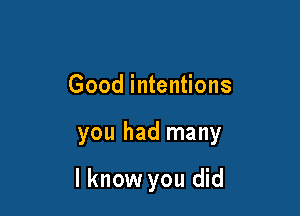 Good intentions

you had many

I know you did