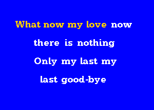 What now my love now

there is nothing

Only my last my

last good-bye