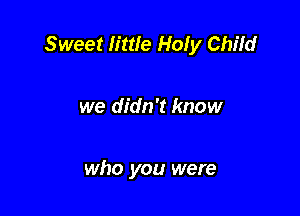 Sweet little Holy Child

we didn't know

who you were