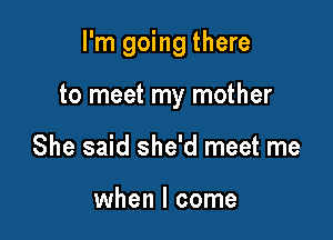 I'm going there

to meet my mother
She said she'd meet me

when I come