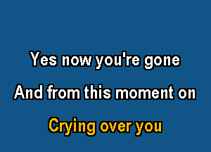 Yes now you're gone

And from this moment on

Crying over you