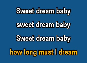 Sweet dream baby
sweet dream baby

Sweet dream baby

how long must I dream