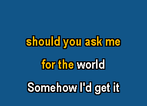 should you ask me

for the world

Somehow I'd get it