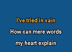 I've tried in vain

How can mere words

my heart explain