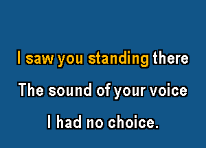 I saw you standing there

The sound of your voice

I had no choice.