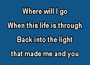 Where will I go
When this life is through
Back into the light

that made me and you