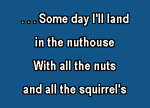 ...Some day I'll land
in the nuthouse

With all the nuts

and all the squirrel's