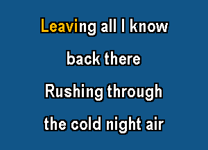 Leaving all I know
back there
Rushing through

the cold night air