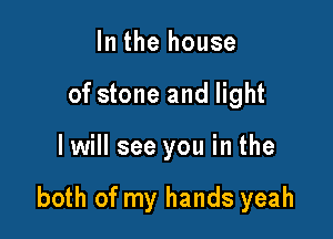 In the house
of stone and light

I will see you in the

both of my hands yeah