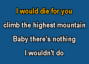 I would die for you

climb the highest mountain

Baby there's nothing

lwouldn't do