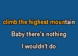 climb the highest mountain

Baby there's nothing

lwouldn't do