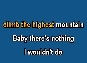 climb the highest mountain

Baby there's nothing

lwouldn't do