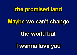 the promised land
Maybe we can't change

the world but

I wanna love you