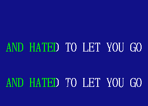 AND HATED TO LET YOU GO

AND HATED TO LET YOU GO