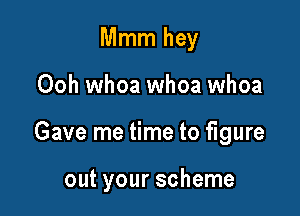 Mmm hey

Ooh whoa whoa whoa

Gave me time to figure

out your scheme