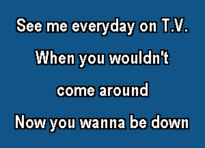 See me everyday on T.V.
When you wouldn't

come around

Now you wanna be down