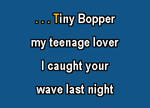 . . . Tiny Bopper

my teenage lover

lcaughtyour

wave last night