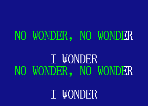 N0 WONDER, N0 WONDER

I WONDER
N0 WONDER, N0 WONDER

I WONDER