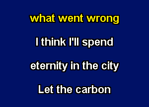 what went wrong

lthink I'll spend
eternity in the city

Let the carbon