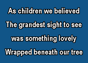 As children we believed

The grandest sight to see

was something lovely

Wrapped beneath our tree