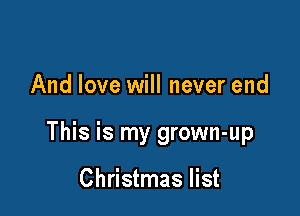 And love will never end

This is my grown-up

Christmas list