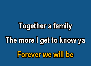 Together a family

The more I get to know ya

Forever we will be