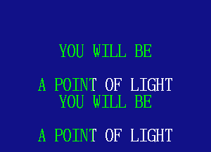 YOU WILL BE

A POINT OF LIGHT
YOU WILL BE

A POINT OF LIGHT l