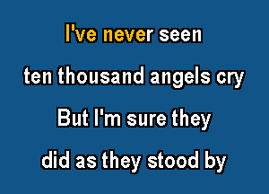 I've never seen
ten thousand angels cry

But I'm sure they

did as they stood by