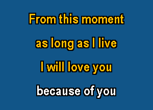 From this moment
as long as I live

I will love you

because of you