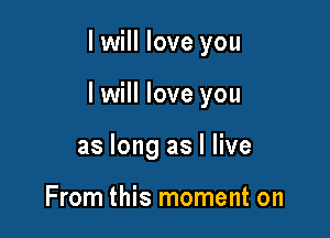 I will love you

I will love you

as long as I live

From this moment on