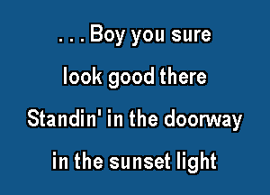 ...Boy you sure

look good there

Standin' in the doonNay

in the sunset light