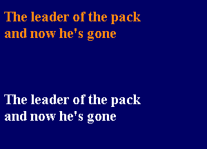The leader of the pack
and now he's gone

The leader of the pack
and now he's gone