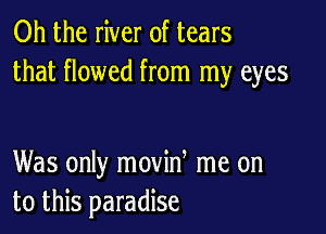 Oh the river of tears
that flowed from my eyes

Was only movint me on
to this paradise