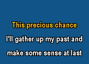 This precious chance

l'll gather up my past and

make some sense at last