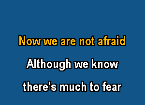 Now we are not afraid

Although we know

there's much to fear