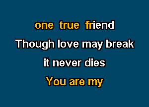 one true friend
Though love may break

it never dies

You are my