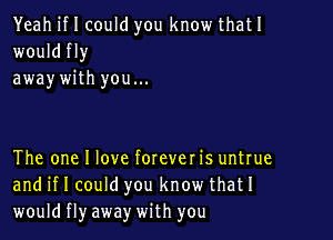 Yeah if I could you know thatI
would fly
away with you...

The one I love forever is untrue
and if I could you know thatI
would fly away with you