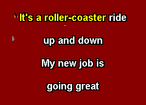 .. It's a roller-coaster ride

up and down
My new job is

going great