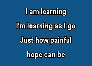 I am learning

I'm learning as I go

Just how painful

hope can be