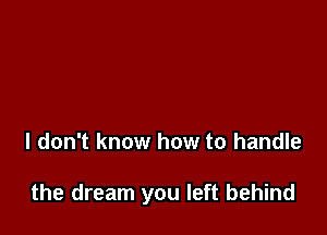 I don't know how to handle

the dream you left behind