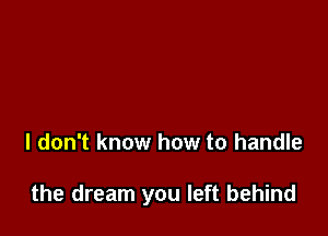 I don't know how to handle

the dream you left behind